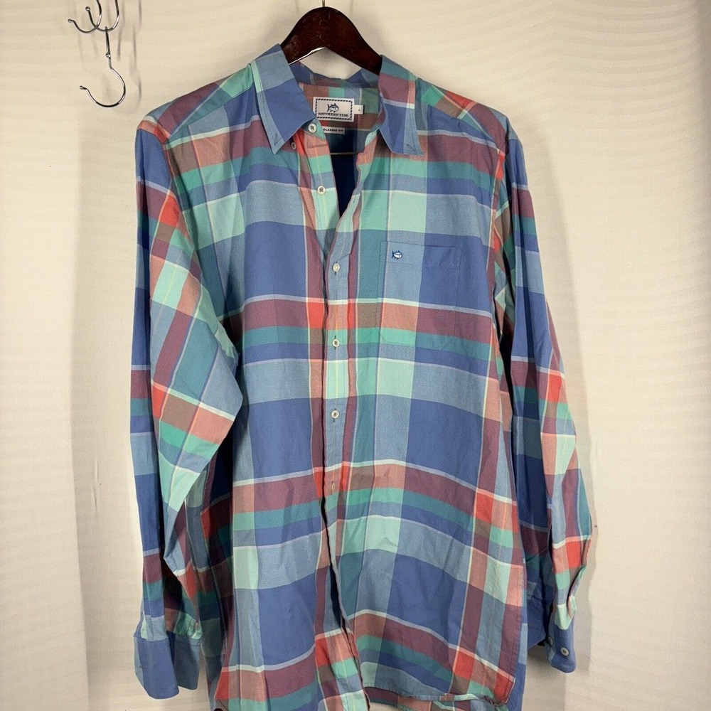 Southern Tide Classic Fit Mens Size L Plaid Button Down Long Sleeve Shirt